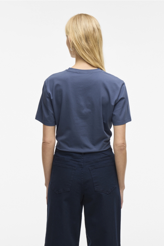 Vila blauwe dames t-shirt | Model achteraanzicht