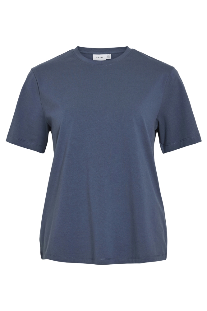 Vila blauwe dames t-shirt | Vooraanzicht