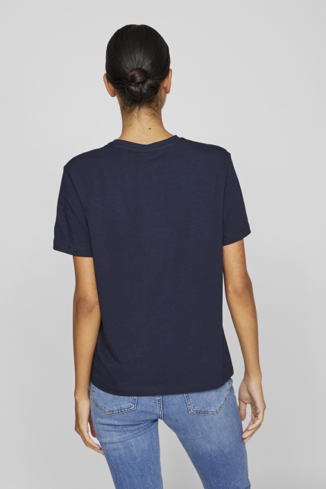 Vila blauwe dames t-shirt | Model achteraanzicht