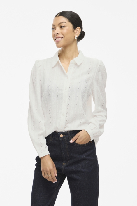 Vila witte dames blouse | Model vooraanzicht