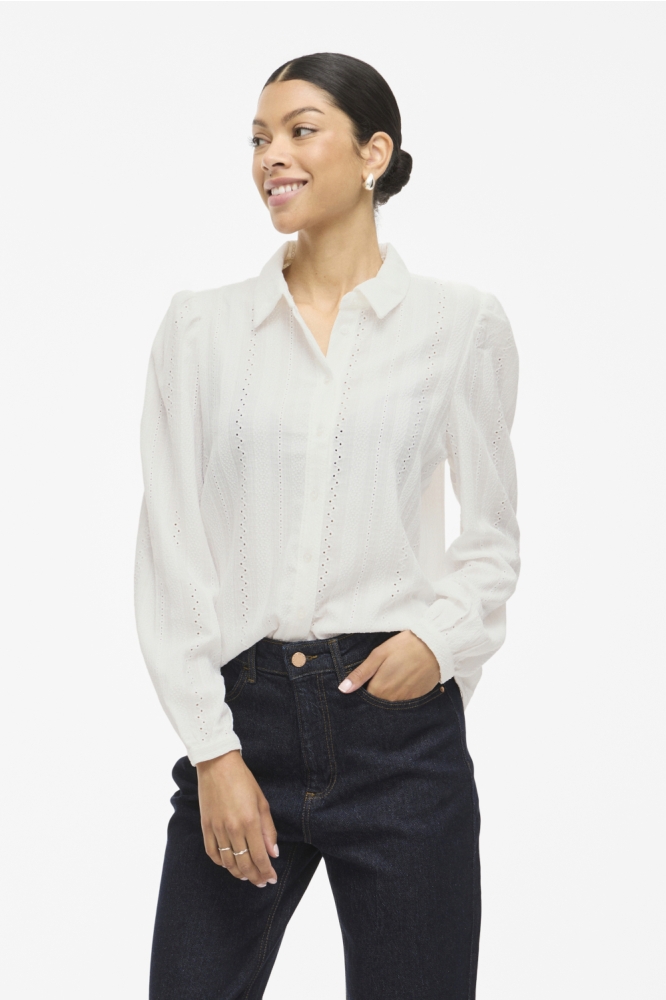 Vila witte dames blouse | Model vooraanzicht