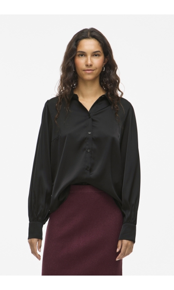 VIENNA RAVENNA L/S BALLOON SHIRT - 14107462 BLACK BEAUTY