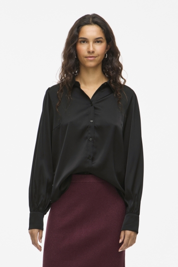 Vila VIENNA RAVENNA L/S BALLOON SHIRT - 14107462 BLACK BEAUTY