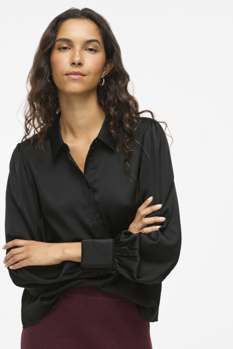 Vila zwarte dames blouse | Model vooraanzicht