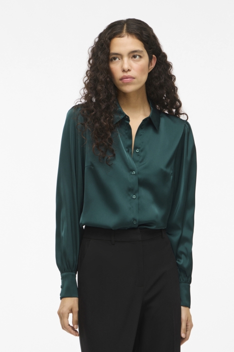 Vila groene dames blouse | Model vooraanzicht