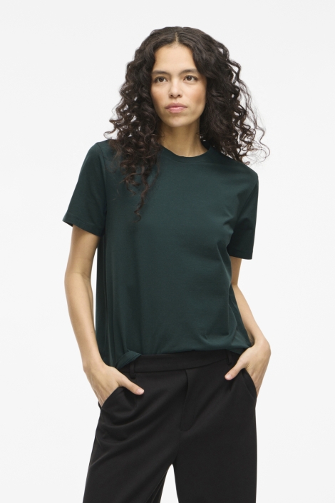 Vila groene dames t-shirt | Model vooraanzicht