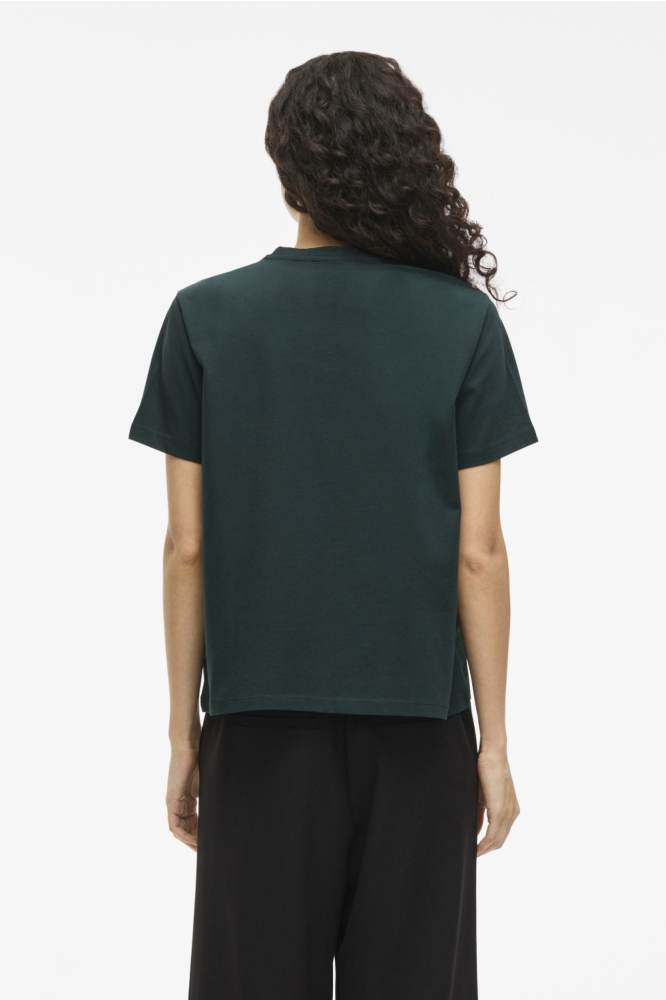 Vila groene dames t-shirt | Model achteraanzicht