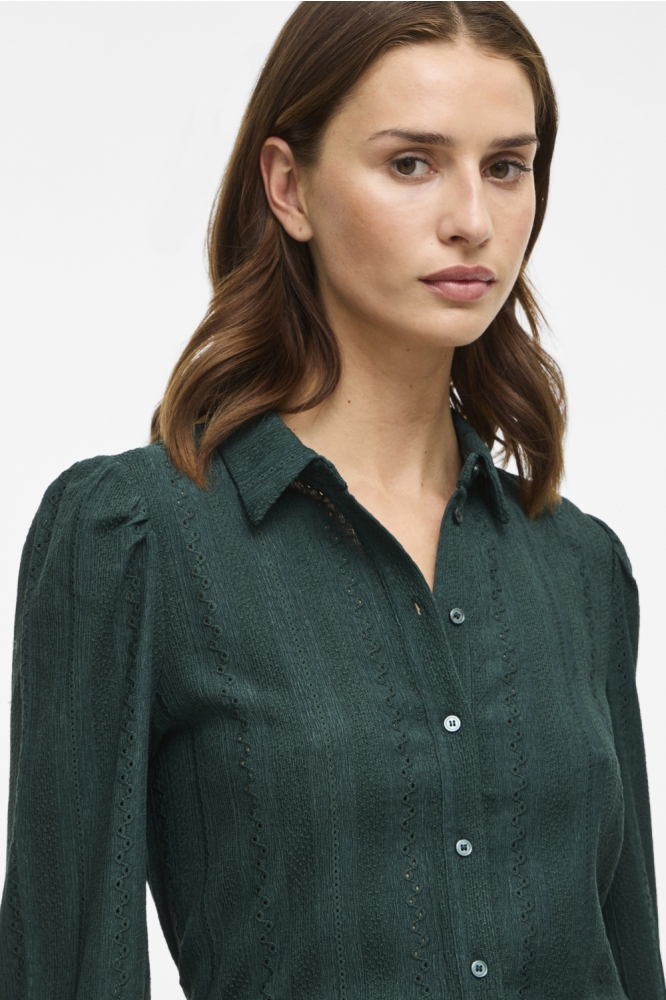 Vila groene dames blouse | Close up