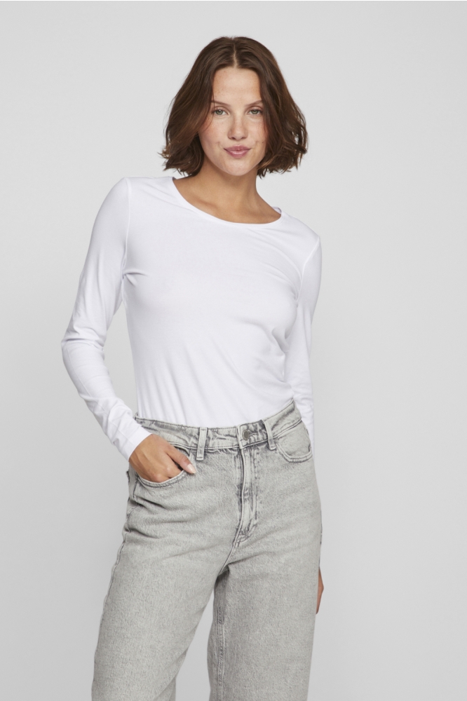 Vila witte dames t-shirt | Model vooraanzicht