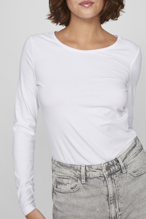 Vila witte dames t-shirt | Model vooraanzicht