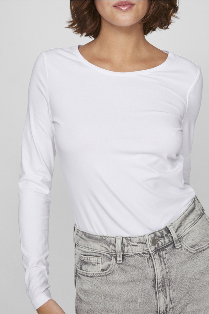 Vila witte dames t-shirt | Model vooraanzicht