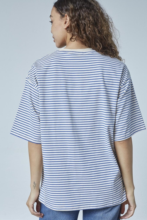 SisterS point blauwe dames t-shirt | Model achteraanzicht