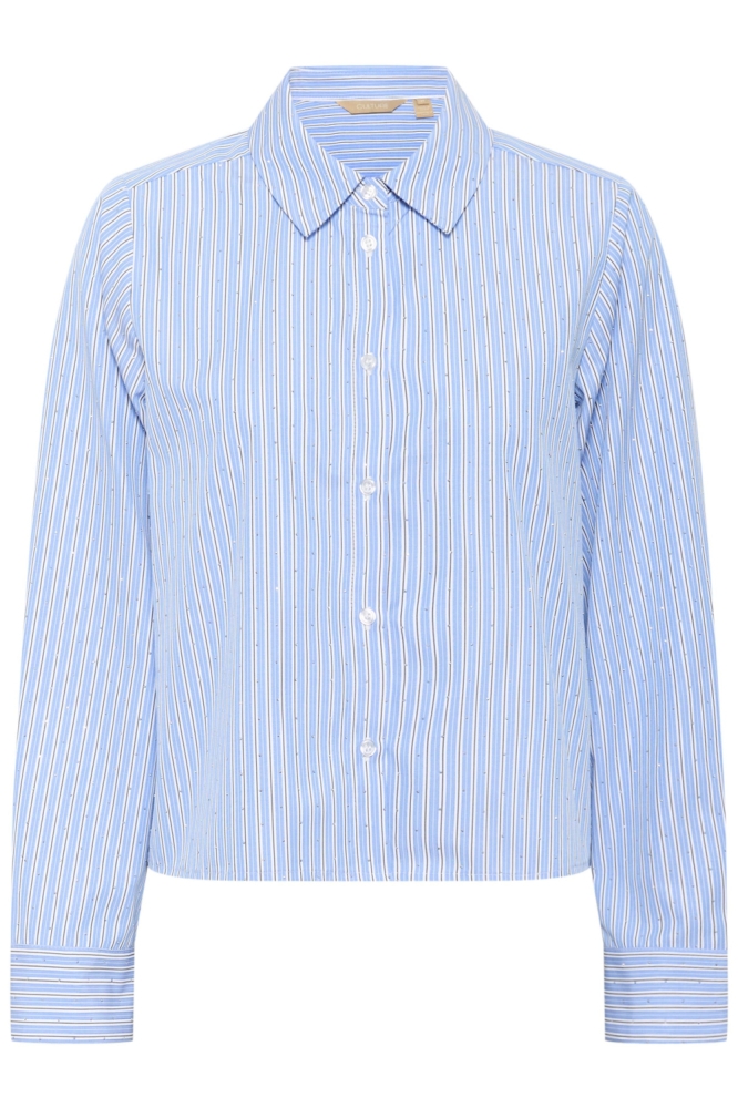 Culture blauwe dames blouse | Vooraanzicht