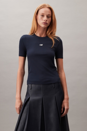 Calvin Klein modal rib tee Blauw