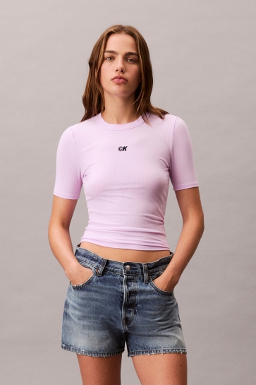 Calvin Klein modal rib tee Roze