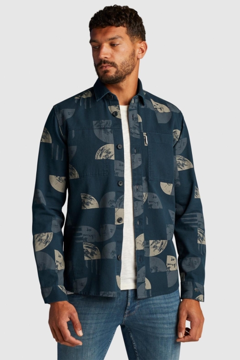 Cast Iron blauwe heren overhemd | Model vooraanzicht