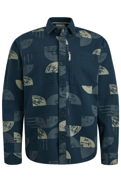 Cast Iron blauwe heren overhemd | Vooraanzicht