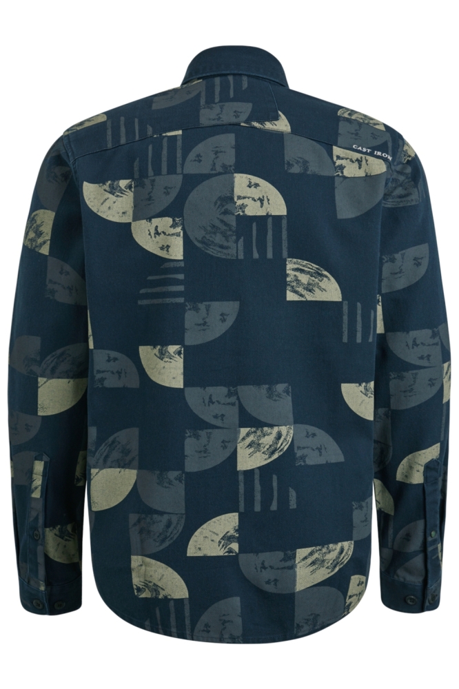 Cast Iron blauwe heren overhemd | Achteraanzicht