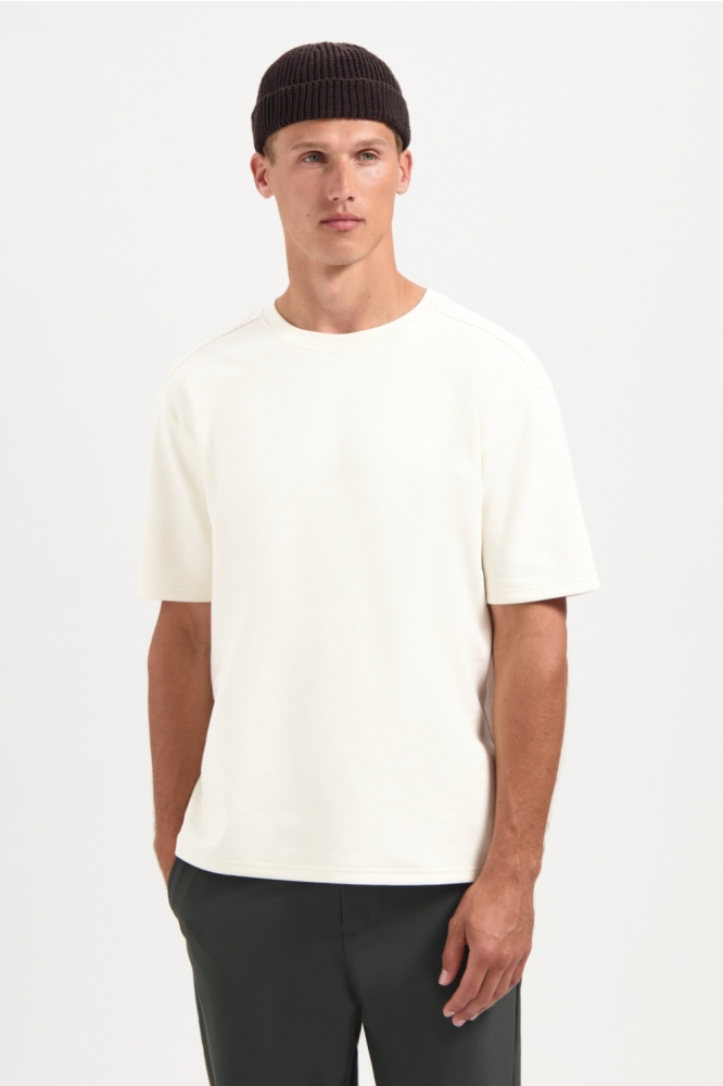 NO-EXCESS beige heren t-shirt | Model vooraanzicht