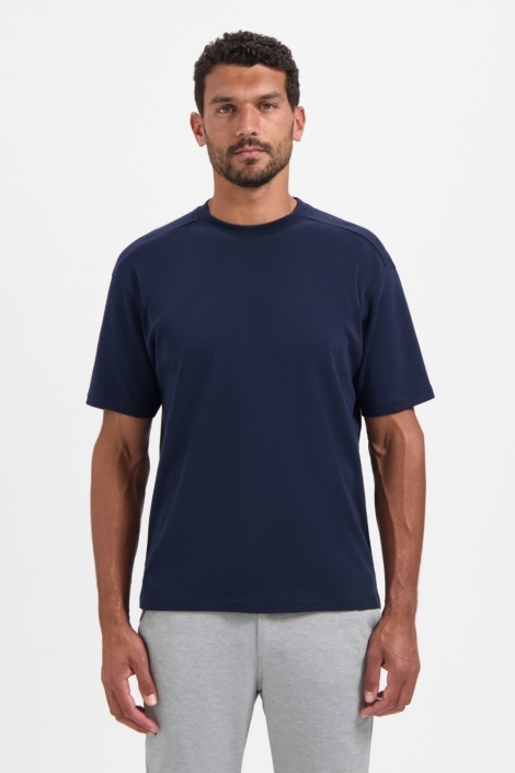 NO-EXCESS blauwe heren t-shirt | Model vooraanzicht