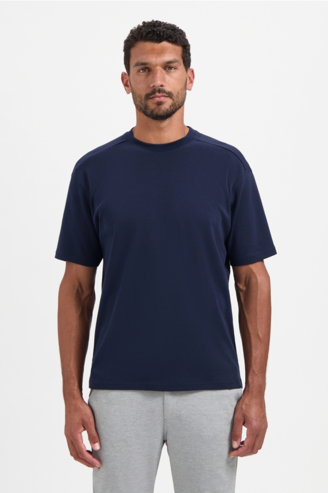 NO-EXCESS blauwe heren t-shirt | Model vooraanzicht