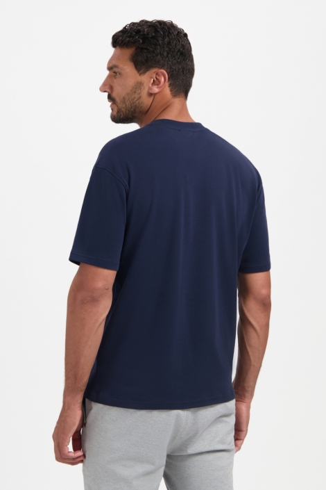 NO-EXCESS blauwe heren t-shirt | Model achteraanzicht