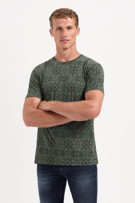 NO-EXCESS groene heren t-shirt | Model vooraanzicht