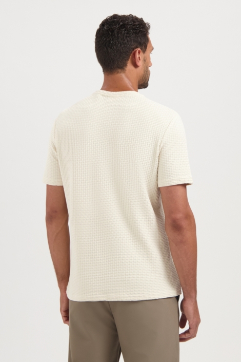 NO-EXCESS beige heren t-shirt | Model achteraanzicht