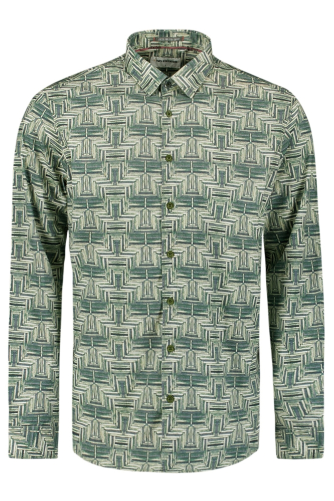 NO-EXCESS groene heren overhemd | Vooraanzicht