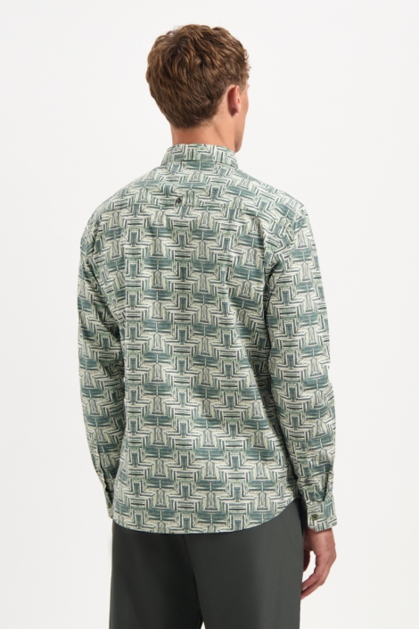NO-EXCESS groene heren overhemd | Model achteraanzicht