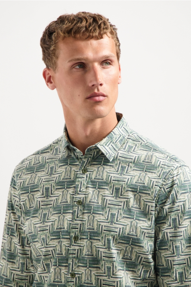 NO-EXCESS groene heren overhemd | Close up