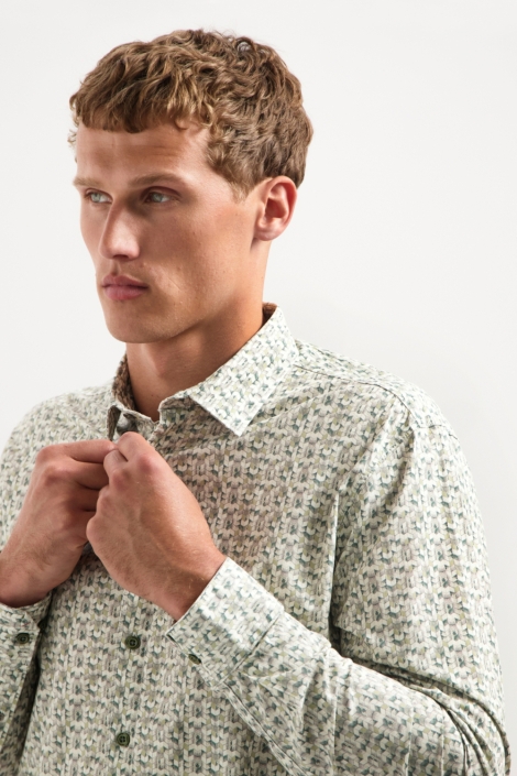 NO-EXCESS groene heren overhemd | Close up