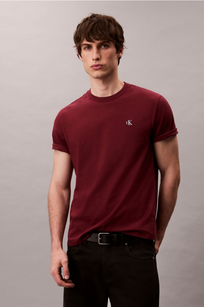 Calvin Klein bordeaux heren t-shirt | Model vooraanzicht