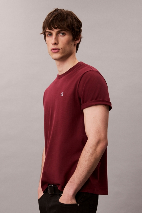 Calvin Klein bordeaux heren t-shirt | Model zijaanzicht