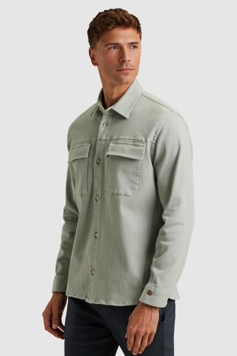 Cast Iron groene heren overhemd | Model zijaanzicht