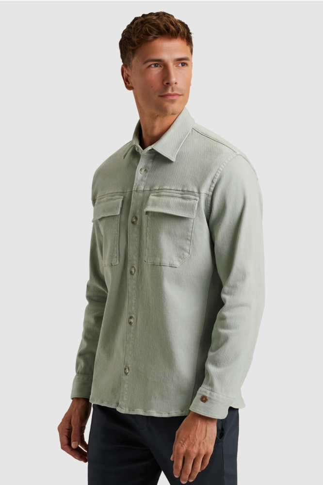 Cast Iron groene heren overhemd | Model zijaanzicht