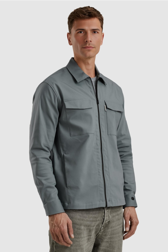 Cast Iron blauwe heren overhemd | Model zijaanzicht