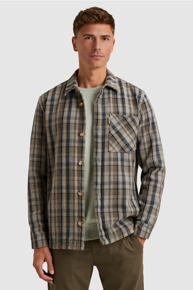 Cast Iron blauwe heren overhemd | Model vooraanzicht