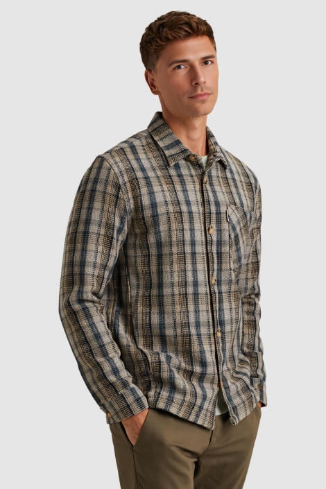 Cast Iron blauwe heren overhemd | Model zijaanzicht