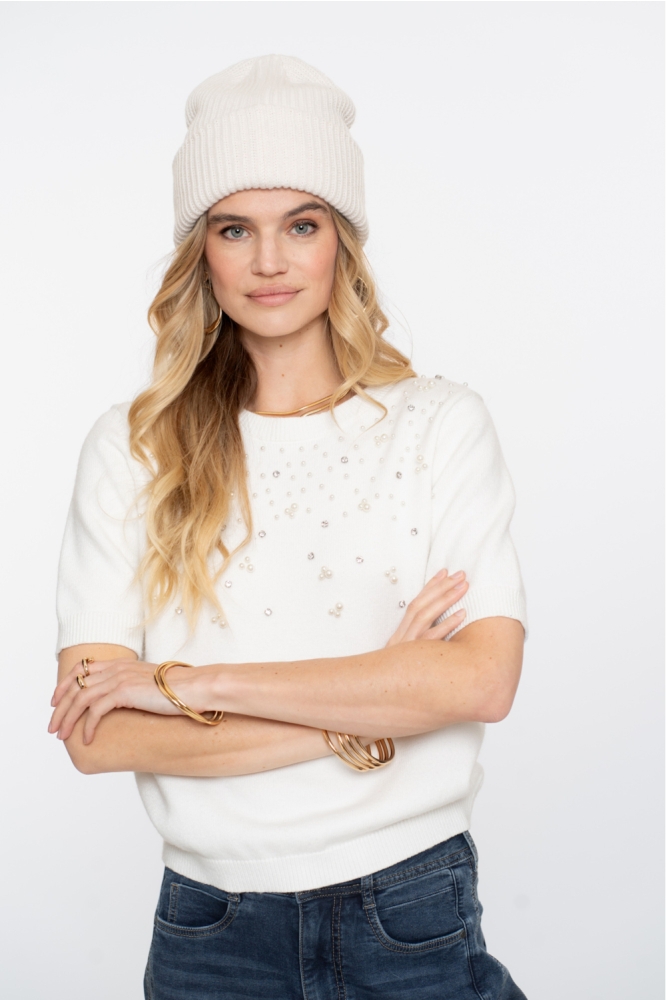 Geisha witte dames trui | Model vooraanzicht