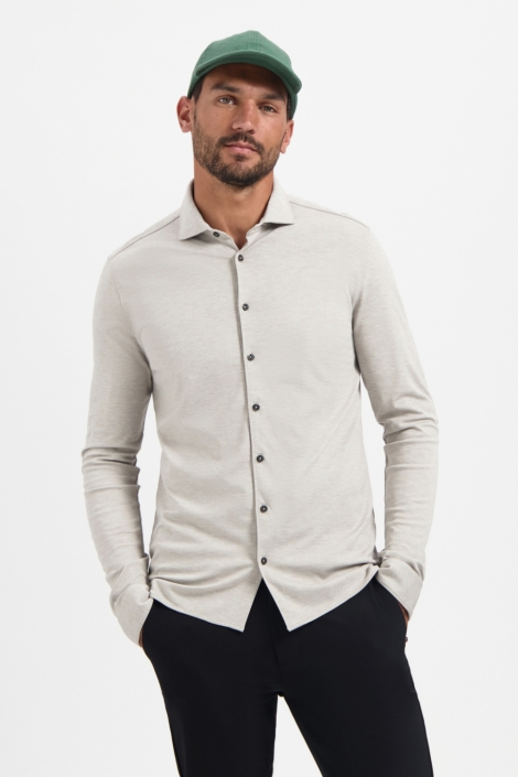 NO-EXCESS grijze heren overhemd | Model vooraanzicht