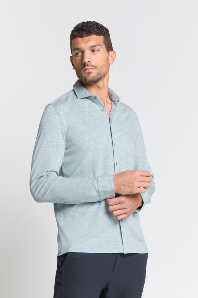 NO-EXCESS blauwe heren overhemd | Model zijaanzicht