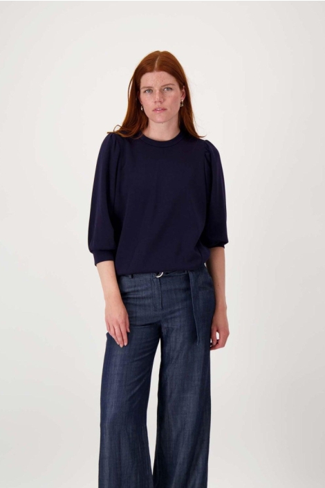 Zusss blauwe dames t-shirt | Model vooraanzicht