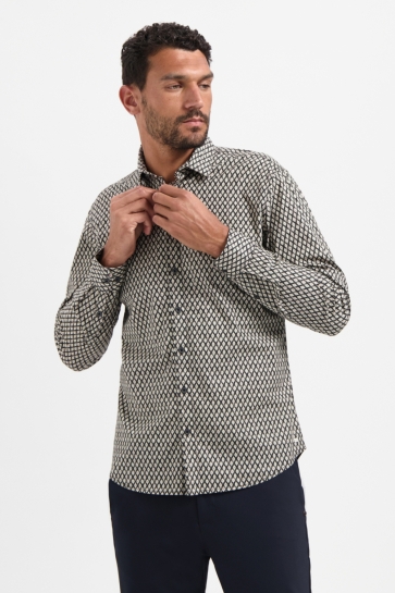NO-EXCESS STRETCH PRINT SHIRT 29450890 020 BLACK