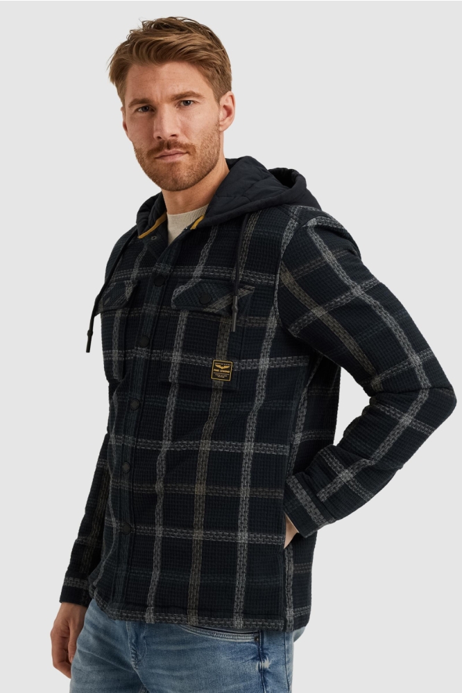 PME legend blauwe heren overhemd | Model zijaanzicht