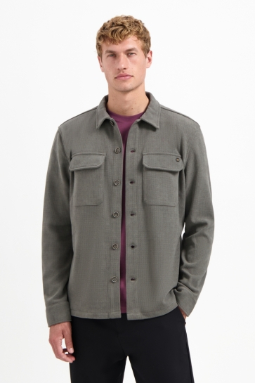 NO-EXCESS Overhemd OVERSHIRT MET KNOPEN IN SWEATSTOF 29510806SN Dark Clay