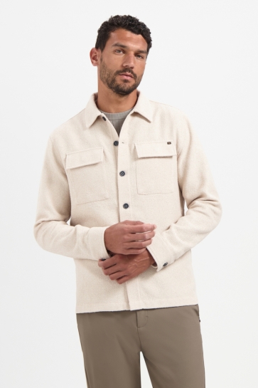 NO-EXCESS overshirt full button stretch Beige