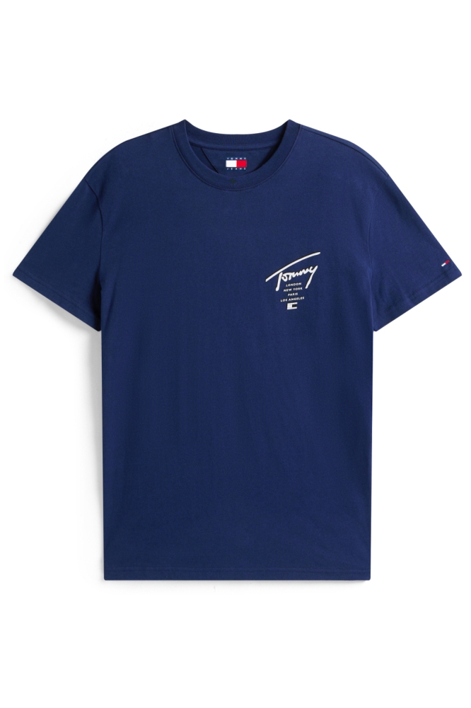 Tommy Jeans blauwe heren t-shirt | Vooraanzicht