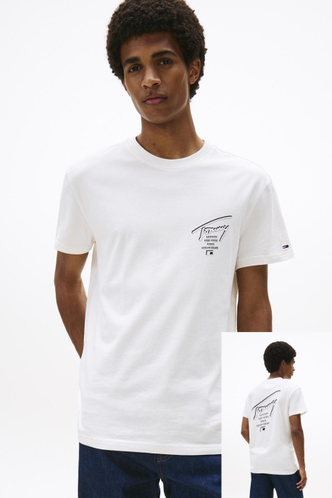 Tommy Jeans witte heren t-shirt | Model vooraanzicht