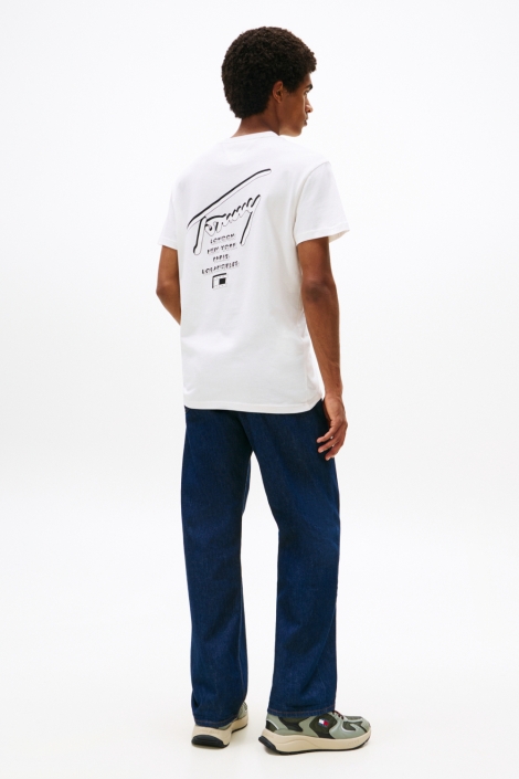 Tommy Jeans witte heren t-shirt | Model achteraanzicht